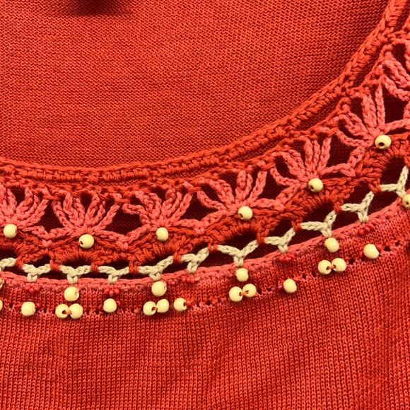 Vintage Y2K 2000s Norton McNaughton Beaded Crochet Knit Tank Top Large Boho - Picture 6 of 8